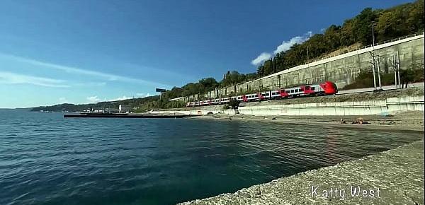 Risky handjob POV on a public nude beach . Katty West with Oliver Strelly